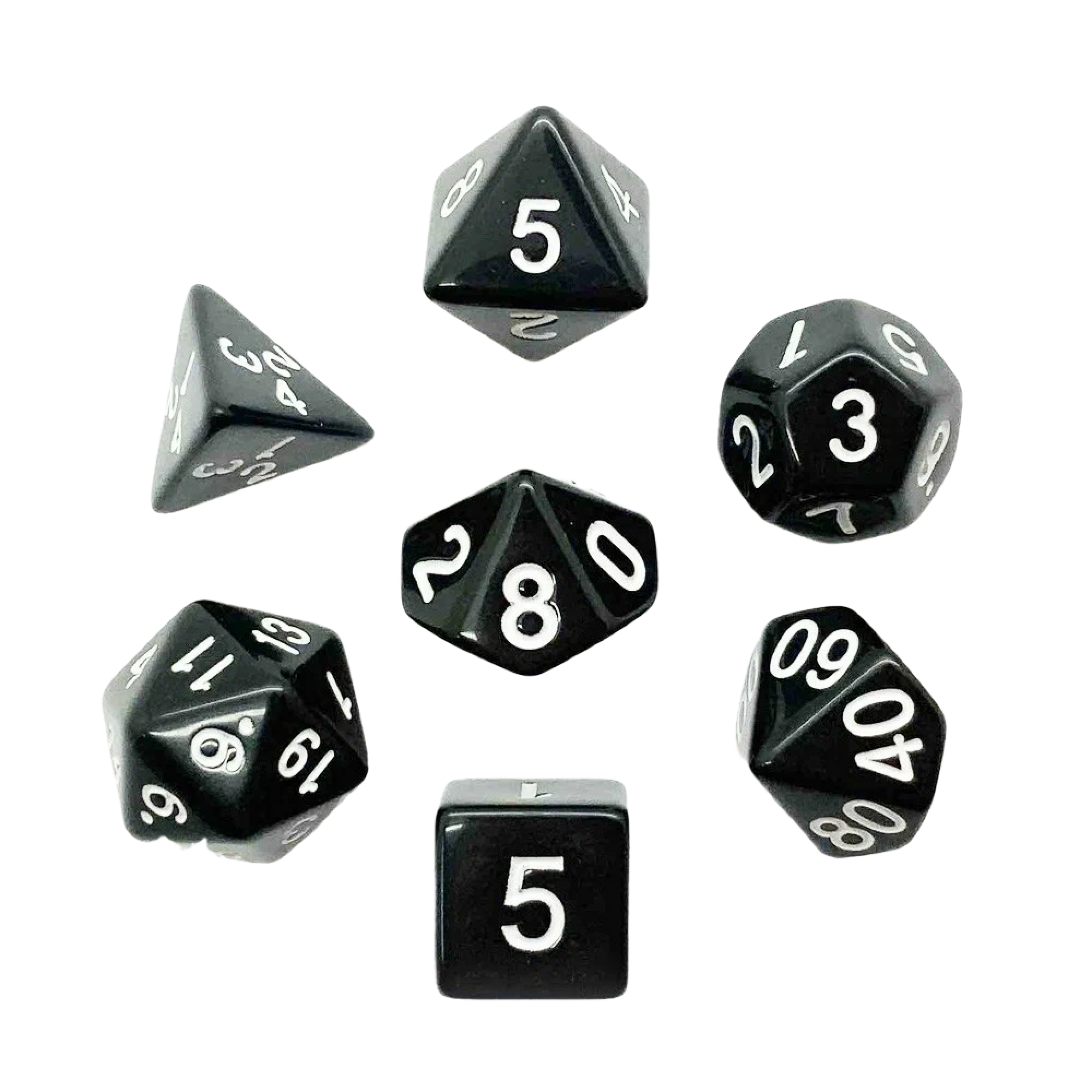 Набір кубиків Meeple Сare для RPG, одноколірний - колір в ас, 7шт (d4, d6, d8, d10, d12, d20, d100)